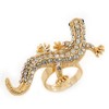 Avalaya Sculptured Crystal Gecko Ring/Gold Plated/Adjustable/Size 7/8/ 4.5cm Length