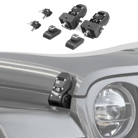 SQQP Locking Hood Latche Hood Lock Fit for 2018-2025 Jeep Wrangler JL JLU & Gladiator JT, Hood Catch Kit (Aluminum Alloy,USA Flag)
