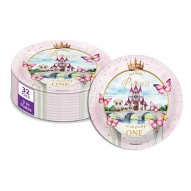 Fairytale Princess 1st Birthday Party Supplies Large 9" Paper Plates in Bulk 32 Piece