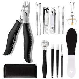 BTOOTB 16 Pcs Kit De Herramientas Cortauñas, Acero Inoxidable Uñas Encarnadas Cortauñas Alicates, kit de pedicura para pies, Cortaúñas grueso para personas mayores, kit podologia profesional, pedicure kit (16 PCS)