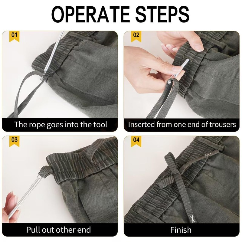 3Pcs Spring Drawstring Threader Tool Rope Threader Clip Quick &