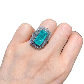 925 Sterling Silver Shiny Full Diamond Gemstone Ring 18K Gold Square Cut 3ct Cubic Zirconia Wide Band Cocktail Ring CZ Diamond Multi Row Rings Eternity Engagement Wedding Band Ring Z.128 (US Code 6)