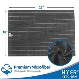 Microfiber Dish Towels - Soft, Super Absorbent and Lint Free Kitchen Towels - 8 Pack (Lattice Designed Black Colors) - 26 x 18 Inch