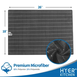 Microfiber Dish Towels - Soft, Super Absorbent and Lint Free Kitchen Towels - 8 Pack (Lattice Designed Black Colors) - 26 x 18 Inch
