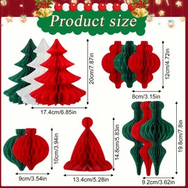12 Pieces Christmas Decorations Table Decoration,Christmas Tree Decorations, Paper Vintage Christmas Ceiling Decorations, Reusable Hanging Honeycomb Set for Christmas Ceiling Decorations