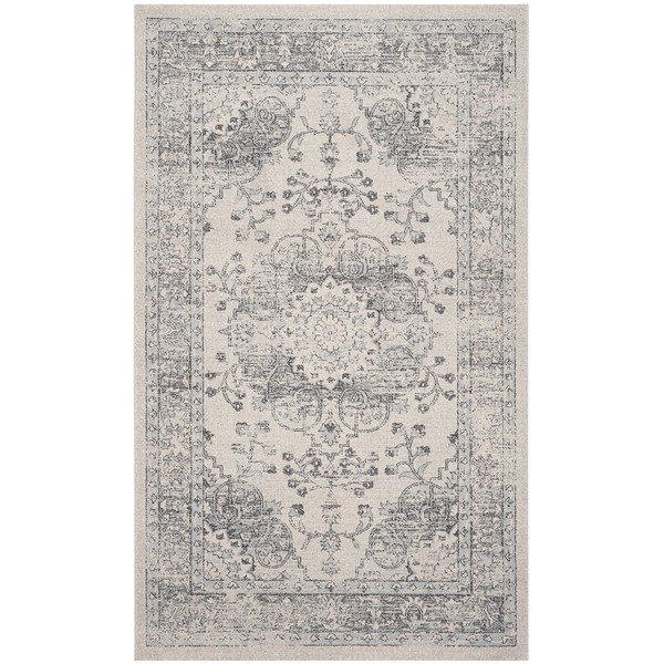 SAFAVIEH Carmel Collection CAR271A Oriental Non-Shedding Living Room Bedroom Accent Area Rug, 4' x 6', Beige / Blue