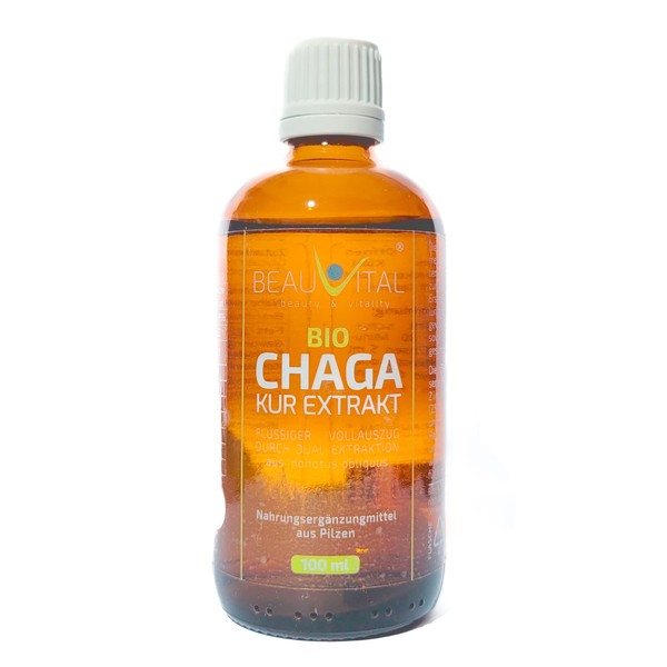Organic Chaga Mushroom Extract Liquid | Full Extract Inonotus Obliquus from Chaga Powder by Dual Extraction in Glycerine, 100 ml