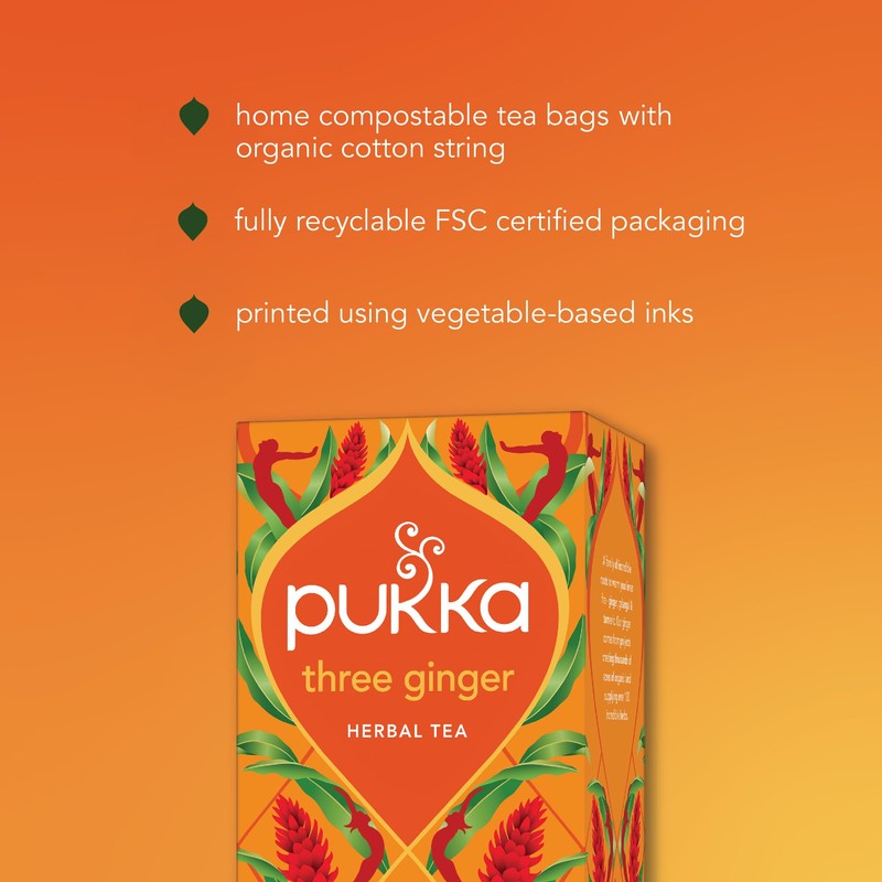 Pukka Three Ginger Organic Herbal Tea, Digestion-Aiding Infusion With Ginger,