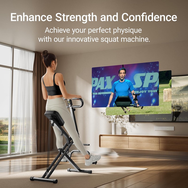 UMAY Squat Machine for Home, Foldable Exercise Equipment, Squat Rowing