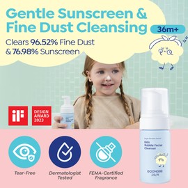 GOONGBE Kids Bubble Face Wash – Tear-Free Micellar Foam Cleanser for Sensitive Skin – Gentle Sunscreen Removal, Low pH with Panthenol & Cica – Pump Foam, Allergen-Free, 3.38 fl oz