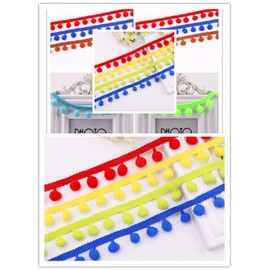 20 Yards Pom Fringe Trim,Soft Pompoms Ribbon for Women,4/5inch Wide Mini Ball Tassel Fabric Lace for Clothing Pillow Quilt Curtain Hat DIY Sewing Craft(Blue)