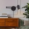 Zompoo Swing Arm Wall Sconce Plug in, Contemporary Adjustable Black