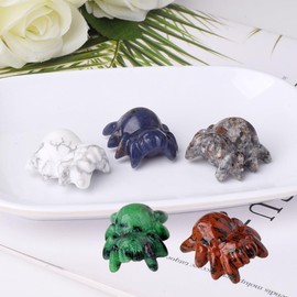 Erliway 1.2" Strawberry Quartz Crystal Spider Figurines, Hand-Carved Spider Animal Sculpture, Healing Crystal Stone Statues,Cute Polished Gemstones Carvings for Home Office Room Desk Decorations