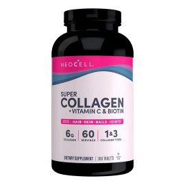 Super Collagen, Vitamina C Biotina Neocell 360 Tabletas Sin Sabor