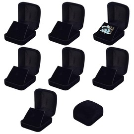 WEBEEDY 8 Pcs Black Velvet Brooch Display Case Lapel Badge Display Holders Challenge Coin Display Case Velvet Jewelry Box Gift Box for Pins Coin Medal Jewelry, 5.3x5.9x3.7cm/2.09x2.32x1.46
