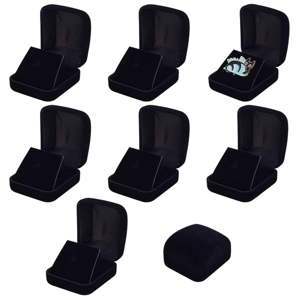 WEBEEDY 8 Pcs Black Velvet Brooch Display Case Lapel Badge