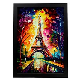 Nacnic Eiffel Tower Oil Painting Style Poster. Illustrations of monuments and cities in Full Colour Photographic Style. Interior Design and Decoration. Size A4.