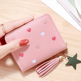 Girls Purse, Cute Slim Short Small Kids Wallet with Embroidery Hearts,Kids Wallets for Girls,Purses for Girls,Girls Wallet,Girls Wallet,Kids Purse,Girls Wallets for Kids