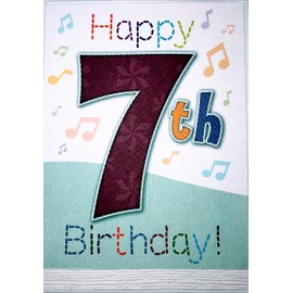 Happy 7th Birthday - Colourful Open 7th Birthday Card