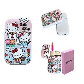NIVEK Kulomi Lighter Kitty KT Torch Lighter Pink Flame Pocket Refillable Kawaii Cute Windproof Flame (Cat, Rabbit, Melody, Duffy) (A17-Surprise Artisan)