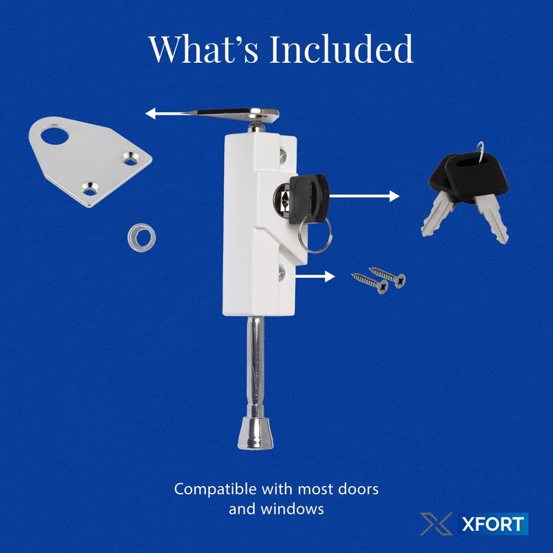 XFORT White Multi-Purpose Door Bolt - Universal Sliding Bolt Lock