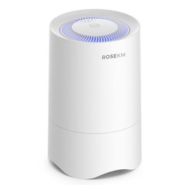 Rosekm Small Air Purifier for Home Bedroom, Personal Desk Mini Air Purifier, Room Hepa Air Purifier Fresheners Cleaner for Dorm, Pets, Smoke, Desktop, Office (White)