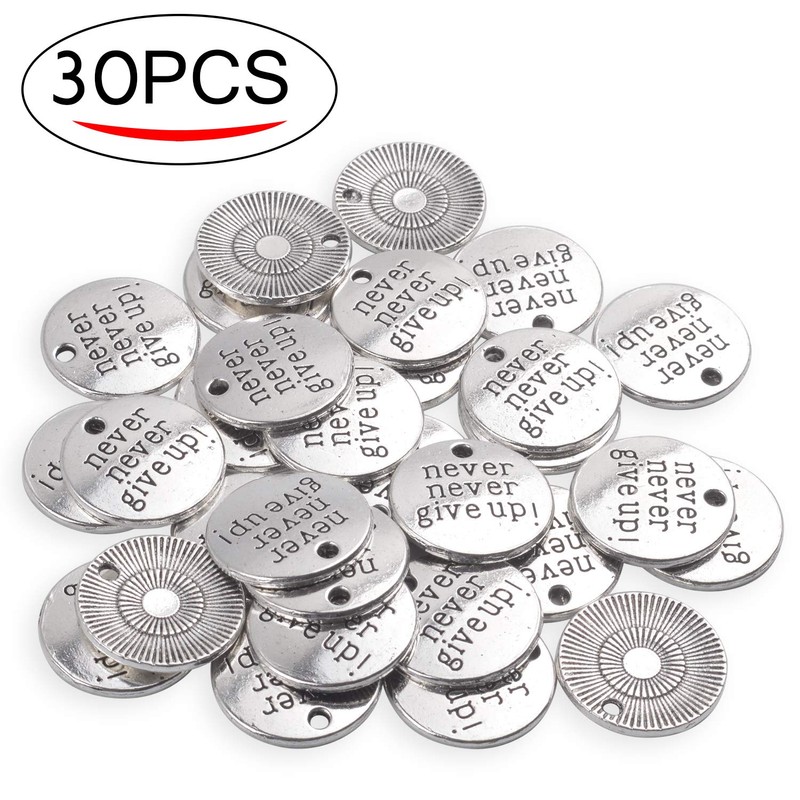 Aylifu 30 PCS of Alloy Inspirational Words Message Charm Pendants