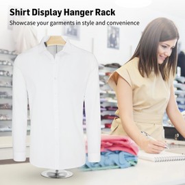 Adjustable T-Shirt Display Stands for Retail Vendors, Shirt Display Hanger Rack with 9.8ft Double-Sided Tape, Portable Clothes Hanging Rack for Shirts Coats, Adjustable Height 16-28 Inches 1PCS