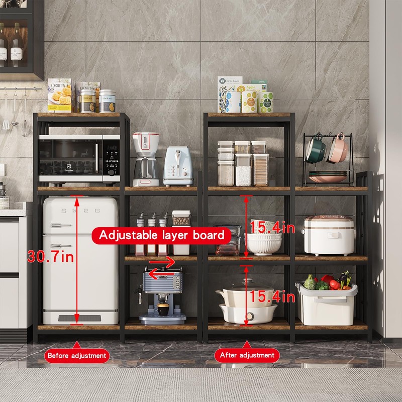 jarrvz 6-Tier Kitchen Bakers Rack, Freestanding Mini Fridge Stand Height