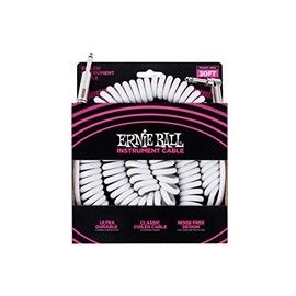 Ernie Ball - Cable en espiral para instrumentos, recto/acodado, 9,1 m, color blanco