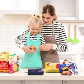 OEOP 2 Pack Mini Bag Sealer, 2 in 1 Sealer and Cutter, Portable Heat Sealer Machine, Chip Heat Resealer for Snacks & Food Storage, Black/Blue(Batteries Included)