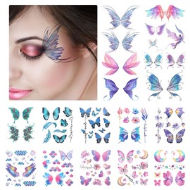 Festival Party Eye Decor Colorful Versatile Easy to Use Waterproof and Long Lasting Glitter Butterfly Temporary Amazing Eye-catching PVC Shiny Butterfly Waterproof Fake Party