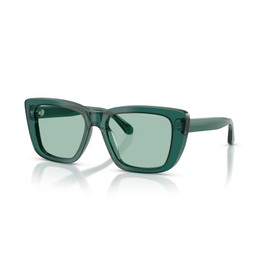 Emporio Armani Women's EA4246U Universal Fit Cat Eye Sunglasses, Shiny Transparent Green/Green, 54 mm