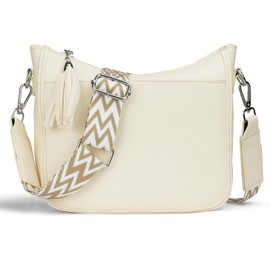 URAQT Women's Shoulder Bag Handbag, Leather PU Crossbody Bag, with Adjustable and Removable Wide Strap, Multiple Pockets, for Ladies Girls Travel Shopping Work Daily Use(White)