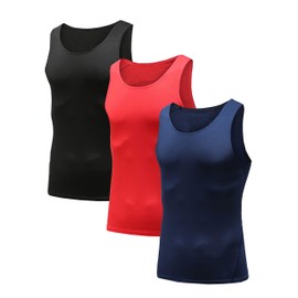 HIBETY Men's 3 Packs Sleeveless Compression Tank Top,Baselayer Cool Dry Compression Shirts Muscle Gym Tank