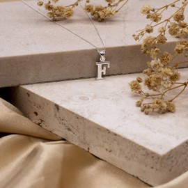 Tuscany Silver Women's Sterling Silver Initial F Pendant on Curb Chain of Length 46 cm/18 Inch