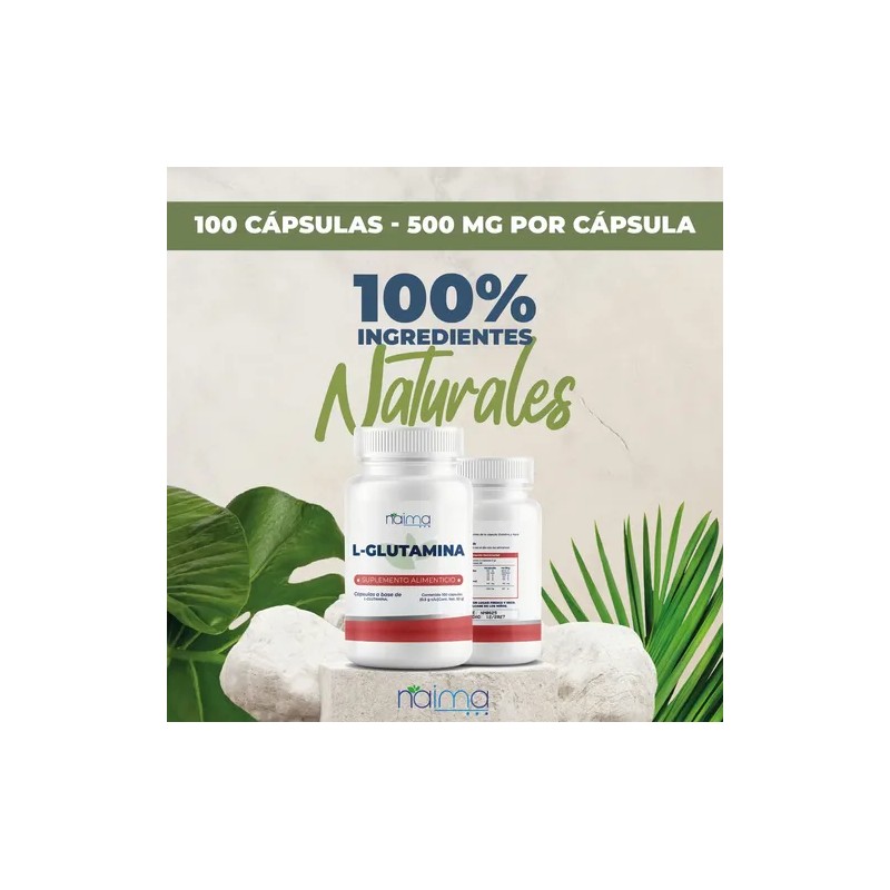 Naíma L-Glutamina 1000mg Aminoácido Deportivo Sin Gluten 100 Cápsulas