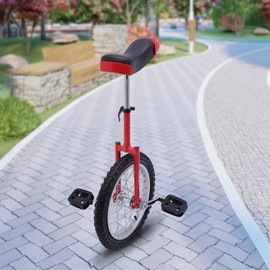 YUNLAIGOTOP 16 Inch Wheel Unicycle, Unicycle Bike with Steel Rim, Leakproof Tire Wheel Cycling, Unicycles for Adults, Daily Fitness Exercises/Cycling Exercises/Balance Training/Talent Shows (Red)