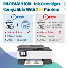BAOYAN Remanufactured 910XL Ink Cartridges Replacement for HP 910XL Ink Cartridges Combo Pack with HP OfficeJet Pro 8015e 8025e 8028e 8022e 8035e 8010e Printer (Black/Cyan/Magenta/Yellow)