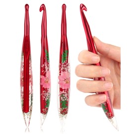 Coopay 8mm Crochet Hook, Sparkly Floral Pattern Crochet Hooks, Ergonomic Crochet Hooks for Arthritic Hands, Tapered Crochet Hook with Resin Handle, for Handmade Knitting, for Beginners (8.0mm)