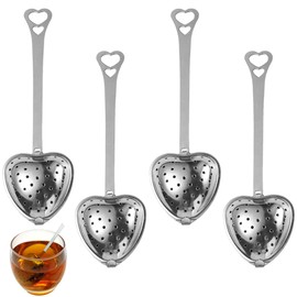 Tomedeks 4 PCS Heart shaped tea strainers for loose tea, Loose leaf tea infuser, Teapot with strainer