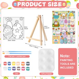 Zhanmai 12 Pack Easter Pre Drawn Canvas for Painting Bunny Eggs Pre Printed Canvas for Kids Easter Egg Rabbit Chicken Drawn Canvas Paint Kit for Easter Party Favor DIY Oil Virtual Birthday Gift