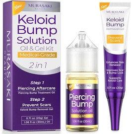 MURASAKI BEAUTY Keloid Bump Solution, Oil & Gel Kit, Piercing Aftercare Treatment, 1.06 fl oz Oil + 0.71 oz Gel