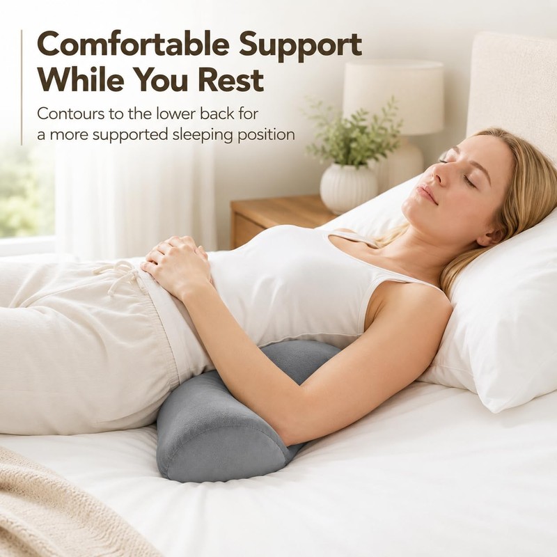 Lumbar Support Pillow for Bed, 19.7 x 7.9 x 3.9