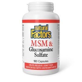 Natural Factors MSM & Glucosamine Sulfate, Optimal Ratio of 500 mg to 375mg, 180 capsules, Helps Relieve Joint Pain Associated with Osteoarthritis