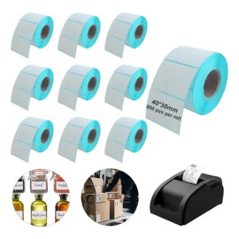 10 Rollos 800 Etiquetas Adhesiva Térmica Directa 40x30mm                                                                                              