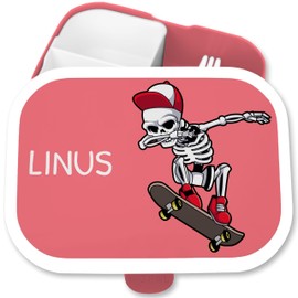 Lunch Box Children's Campus for Mepal - Dabbing Skeleton Skateboard | Dab Skeleton Skater Cool - 750 ml - Pink