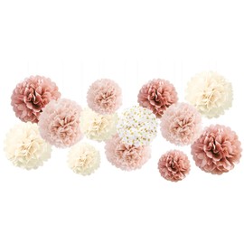 YBwanli Decorative tissue paper pompoms decoration, bride to be decoration, rose gold, lanterns wedding, hen party, table decoration communion, garden party decoration
