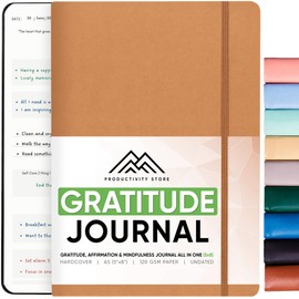 PRODUCTIVITY STORE Gratitude Journal & Self Care Journal - Guided Journal, Mindfulness Journal & Mental Health Journal All-In-One - Premium Daily Journal For Women & Men - A5 5.8" x 8.3" - Leather