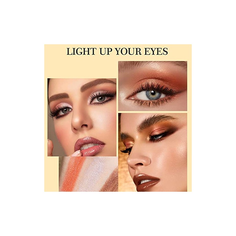 Bluemega Barra Sombra Ojos Brillante Purpurina, Lápiz Crema, E